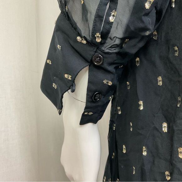 NEW Ba&sh Romy Black Silver Gathered Metallic Fil Coupe’ Maxi Dress 6 - Picture 9 of 16